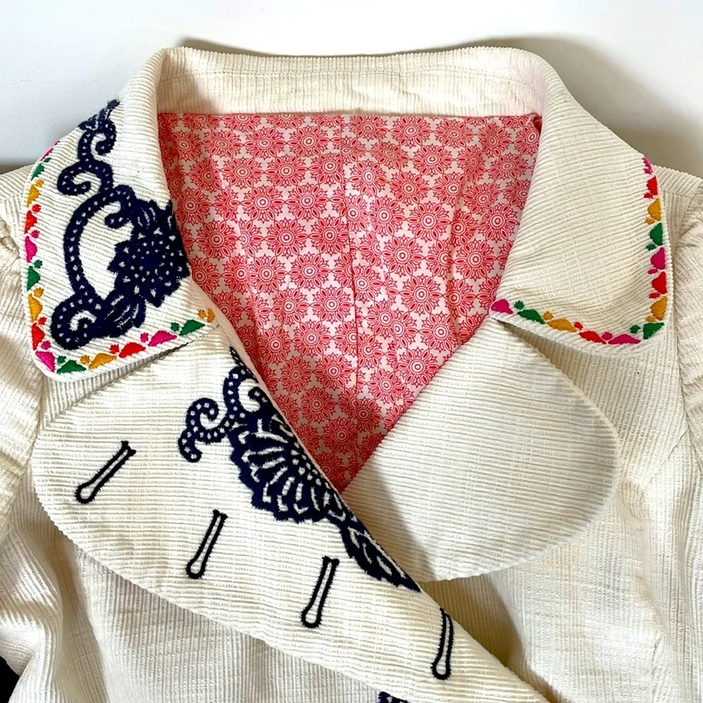ANTHROPOLOGIE embroidered corduroy jacket blazer - Picture 3 of 13
